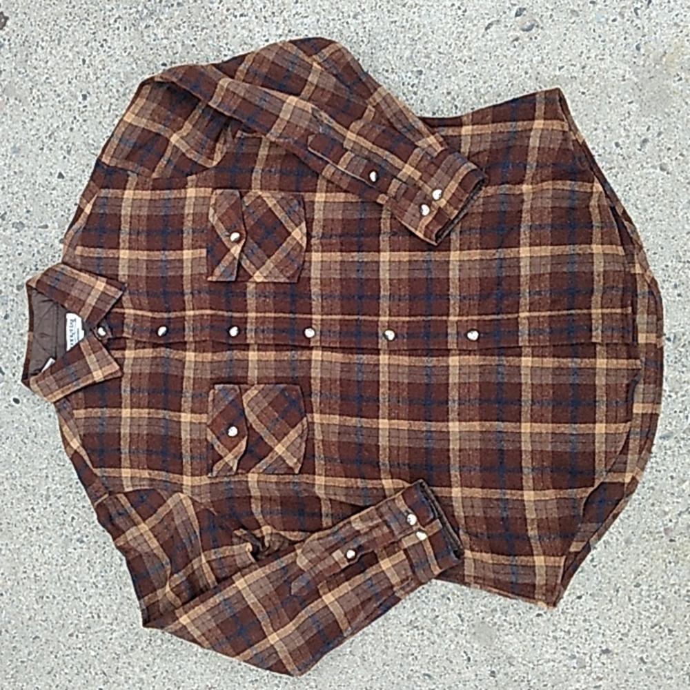 Vintage Brookhurst Wool Blend Plaid Button Down Shirt